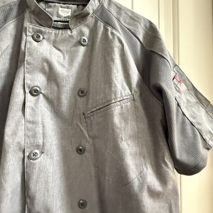 Red Kap Chef Work Short Sleeve Shirt w. Airflow Gray Kitchen Mens L Closure L/R